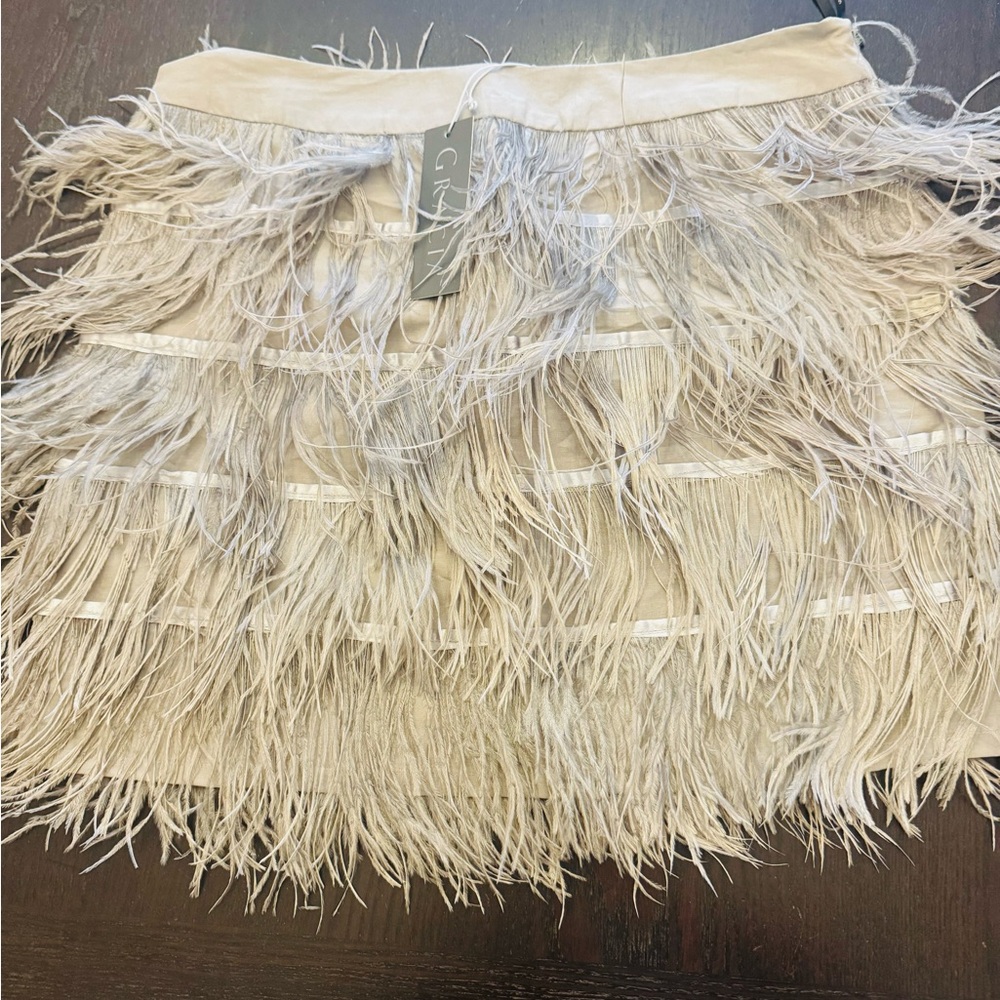 Gracia Feathered Mini Skirt in Gray